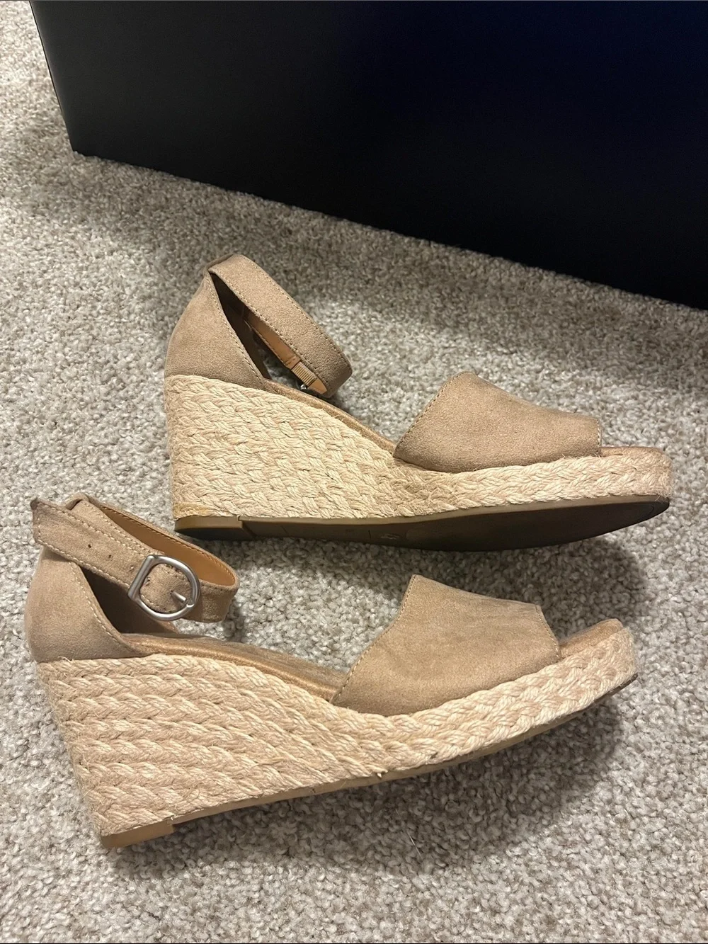 Style & Co. Tan Suede Espadrille Wedge Sandals